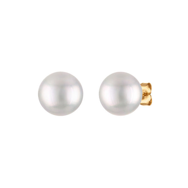 White Pearl Stud Earrings in 14KT Gold