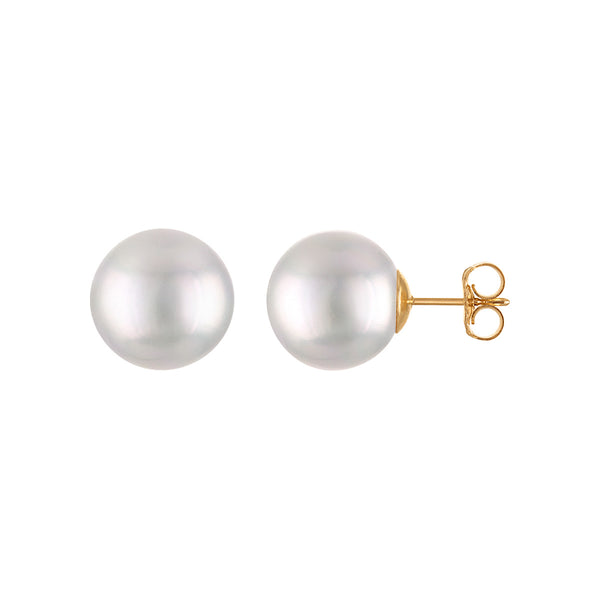 White Pearl Stud Earrings in 14KT Gold