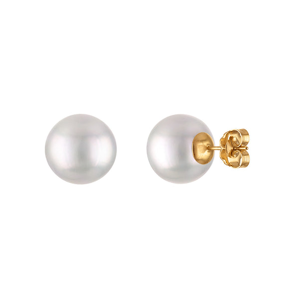White Pearl Stud Earrings in 14KT Gold