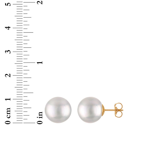 White Pearl Stud Earrings in 14KT Gold