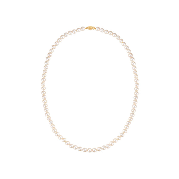 White Pearl Necklace in 14KT Gold