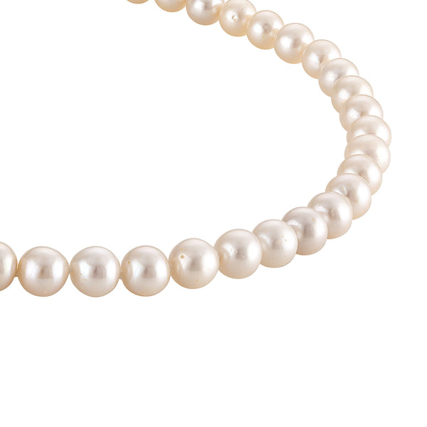 White Pearl Necklace in 14KT Gold