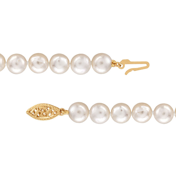 White Pearl Necklace in 14KT Gold