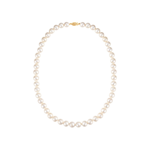 White Pearl Necklace in 14KT Gold