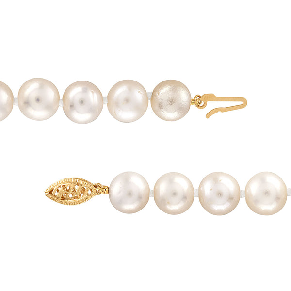 White Pearl Necklace in 14KT Gold