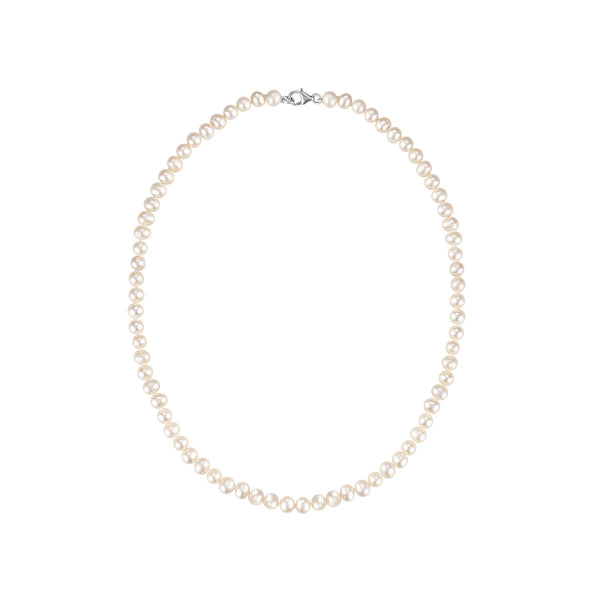 5MM Pearl 18-inch Necklace Bracelet Earrings Set in Sterling Silver