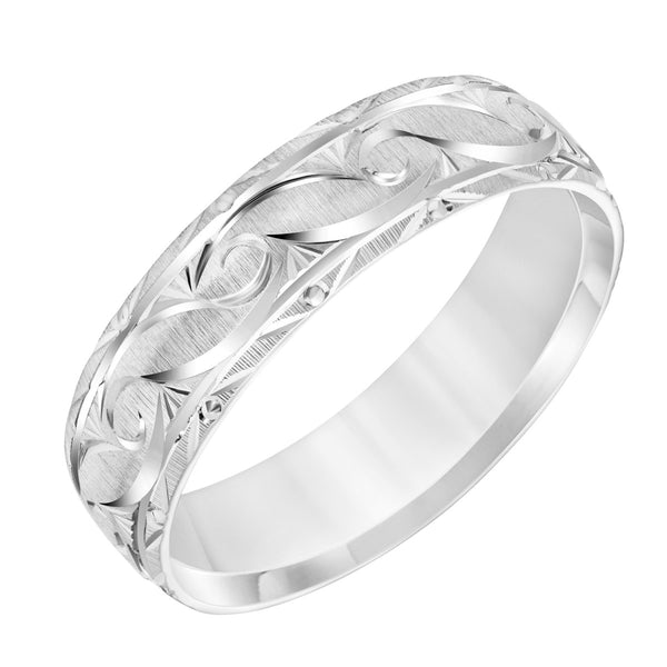 6MM Brushed Filigree Wedding Ring in 10KT Gold. Size 10