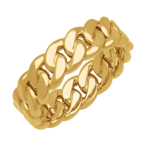 7MM Cuban Link Ring in 10KT Gold. Size 10