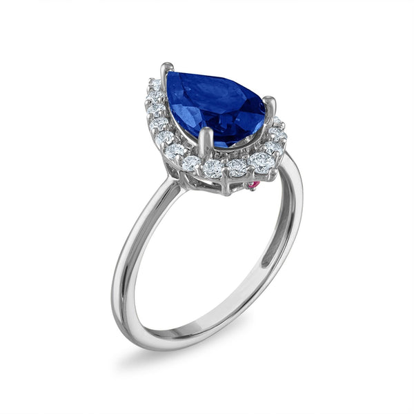 LoveSong EcoLove Pear Blue Sapphire and Diamond Ring
