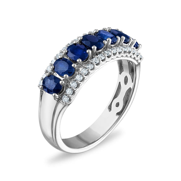 LoveSong Blue Sapphire and Diamond Ring in 10KT White Gold