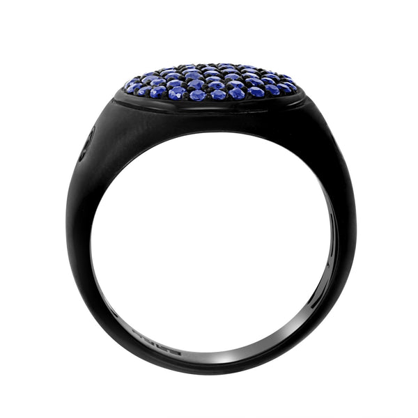 EFFY Round Blue Sapphire Fashion Ring in Black Ruthenium Plated Sterling Silver SIZE 10
