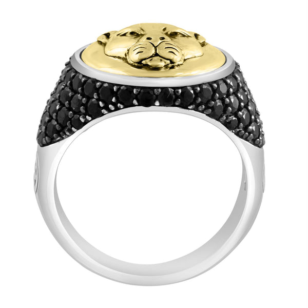 EFFY Black Spinel Panther Ring in Sterling Silver