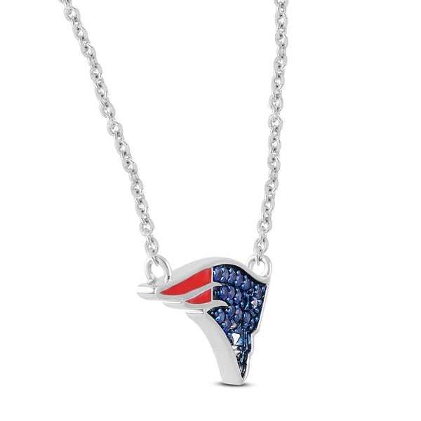 True Fans Fine Jewelry New England Patriots 18-inch Pendant in Sterling Silver