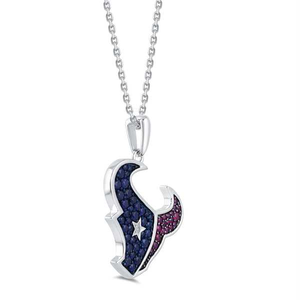 True Fans Fine Jewelry Houston Texans 18-inch Pendant in Sterling Silver