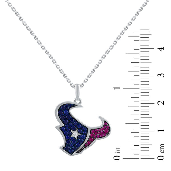 True Fans Fine Jewelry Houston Texans 18-inch Pendant in Sterling Silver