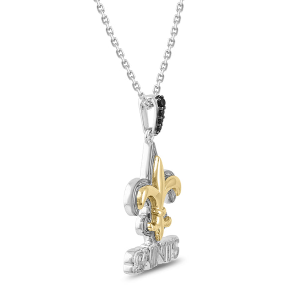 True Fans Fine Jewelry New Orleans Saints 18-inch Pendant in Sterling Silver