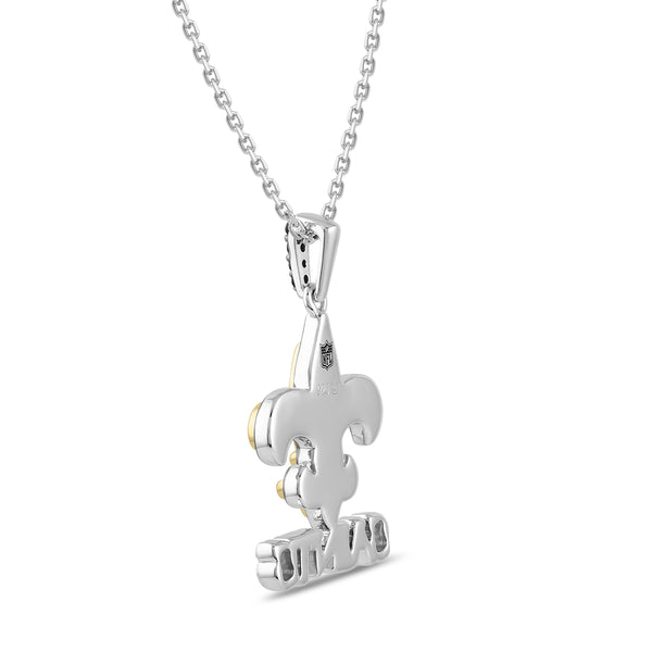 True Fans Fine Jewelry New Orleans Saints 18-inch Pendant in Sterling Silver