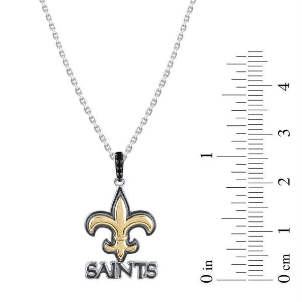 True Fans Fine Jewelry New Orleans Saints 18-inch Pendant in Sterling Silver