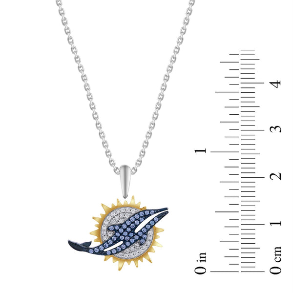 True Fans Fine Jewelry Miami Dolphins 18-inch Pendant in Sterling Silver