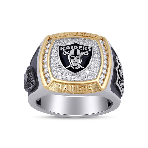 True Fans Fine Jewelry Las Vegas Raiders 1/2 CTW Natural Diamond Ring in Sterling Silver