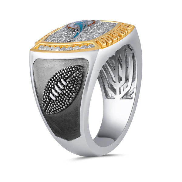 True Fans Fine Jewelry Miami Dolphins 1/2 CTW Natural Diamond Ring in Sterling Silver