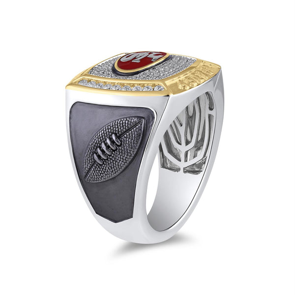 True Fans Fine Jewelry San Francisco 49ers 1/2 CTW Natural Diamond Ring in Sterling Silver