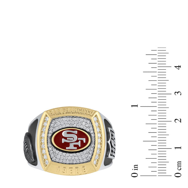 True Fans Fine Jewelry San Francisco 49ers 1/2 CTW Natural Diamond Ring in Sterling Silver