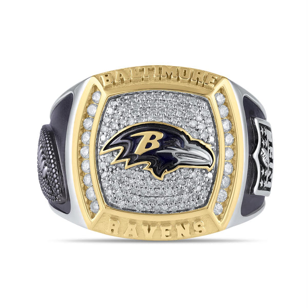 True Fans Fine Jewelry Baltimore Ravens 1/2 CTW Natural Diamond Ring in Sterling Silver