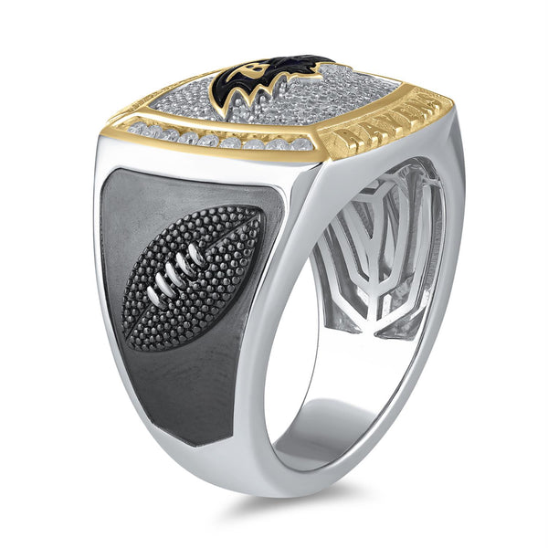 True Fans Fine Jewelry Baltimore Ravens 1/2 CTW Natural Diamond Ring in Sterling Silver