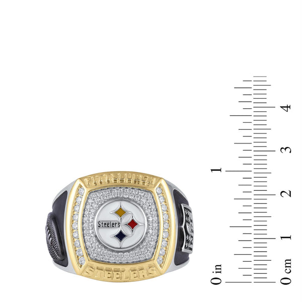 True Fans Fine Jewelry Pittsburgh Steelers 1/2 CTW Natural Diamond Ring in Sterling Silver