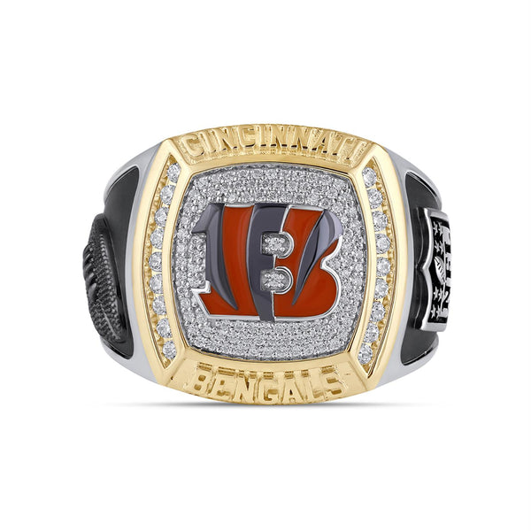 True Fans Fine Jewelry Cincinnati Bengals 1/2 CTW Natural Diamond Ring in Sterling Silver