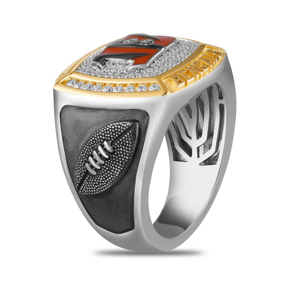 True Fans Fine Jewelry Cincinnati Bengals 1/2 CTW Natural Diamond Ring in Sterling Silver