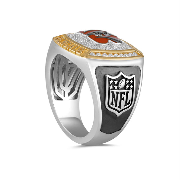 True Fans Fine Jewelry Cincinnati Bengals 1/2 CTW Natural Diamond Ring in Sterling Silver