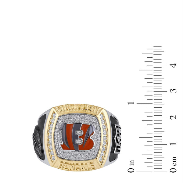 True Fans Fine Jewelry Cincinnati Bengals 1/2 CTW Natural Diamond Ring in Sterling Silver