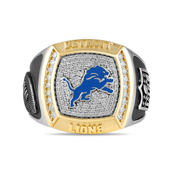 True Fans Fine Jewelry Detroit Lions 1/2 CTW Natural Diamond Ring in Sterling Silver