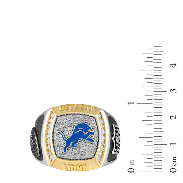True Fans Fine Jewelry Detroit Lions 1/2 CTW Natural Diamond Ring in Sterling Silver