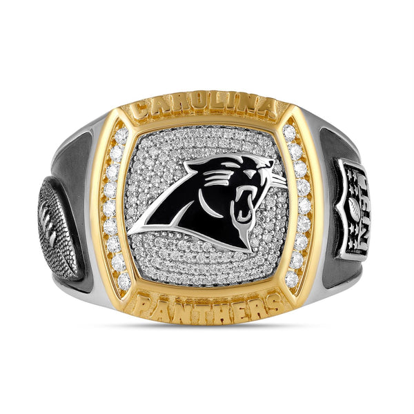 True Fans Fine Jewelry Carolina Panthers 1/2 CTW Natural Diamond Ring in Sterling Silver