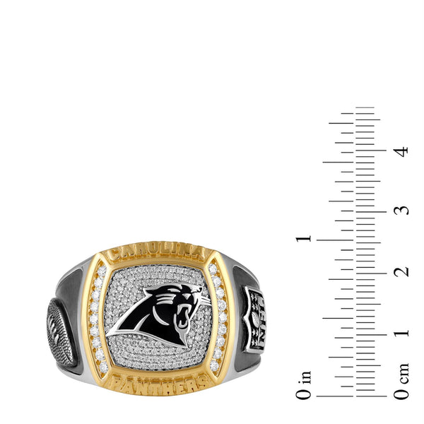 True Fans Fine Jewelry Carolina Panthers 1/2 CTW Natural Diamond Ring in Sterling Silver