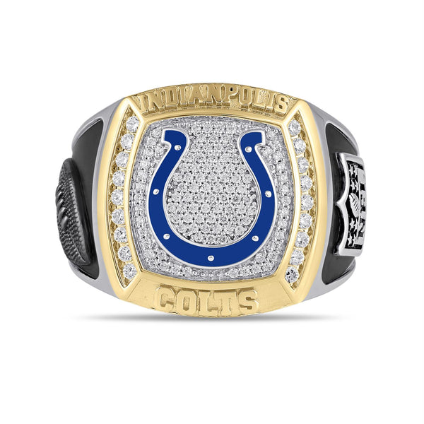 True Fans Fine Jewelry Indianapolis Colts 1/2 CTW Natural Diamond Ring in Sterling Silver