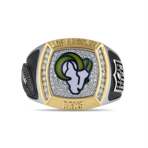 True Fans Fine Jewelry Los Angeles Rams 1/2 CTW Natural Diamond Ring in Sterling Silver