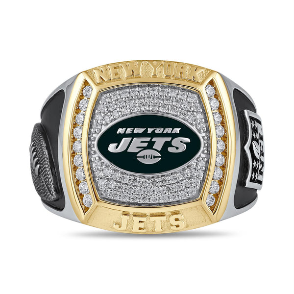 True Fans Fine Jewelry New York Jets 1/2 CTW Natural Diamond Ring in Sterling Silver
