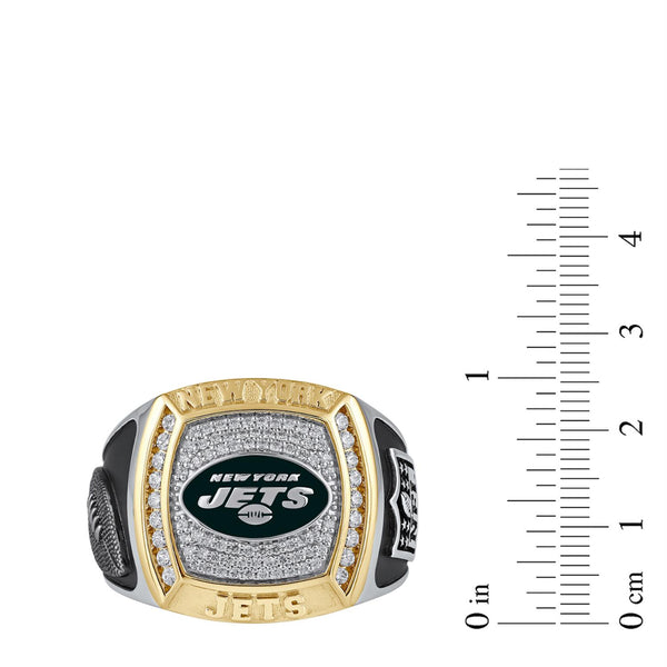 True Fans Fine Jewelry New York Jets 1/2 CTW Natural Diamond Ring in Sterling Silver