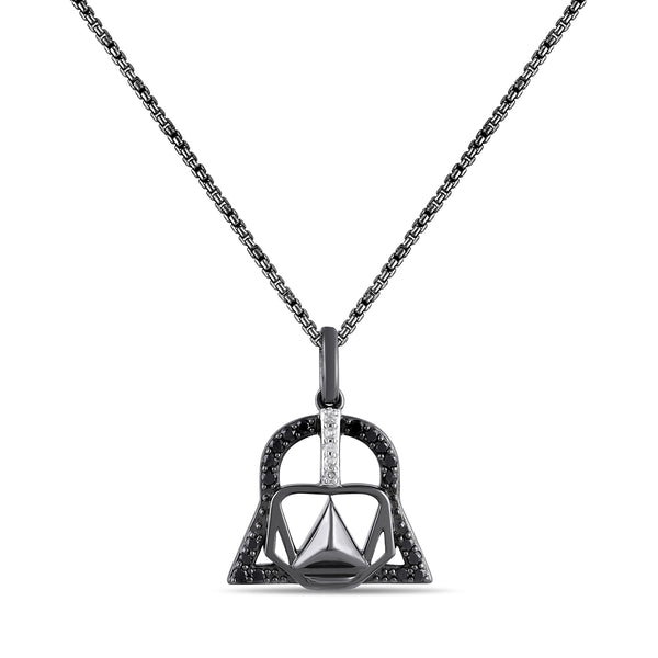 Black and White Natural Diamond Darth Vader™ Pendant in Sterling Silver