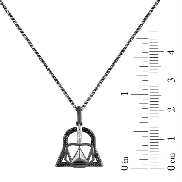 Black and White Natural Diamond Darth Vader™ Pendant in Sterling Silver