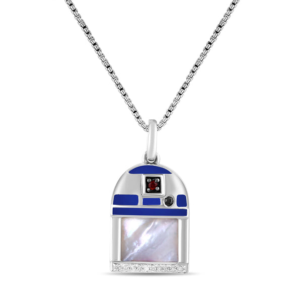 Star Wars™ Fine Jewelry Mother of Pearl and Diamond R2-D2™ Pendant in Sterling Silver