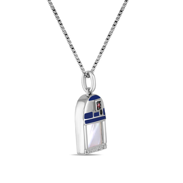 Star Wars™ Fine Jewelry Mother of Pearl and Diamond R2-D2™ Pendant in Sterling Silver