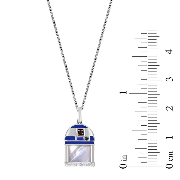 Star Wars™ Fine Jewelry Mother of Pearl and Diamond R2-D2™ Pendant in Sterling Silver