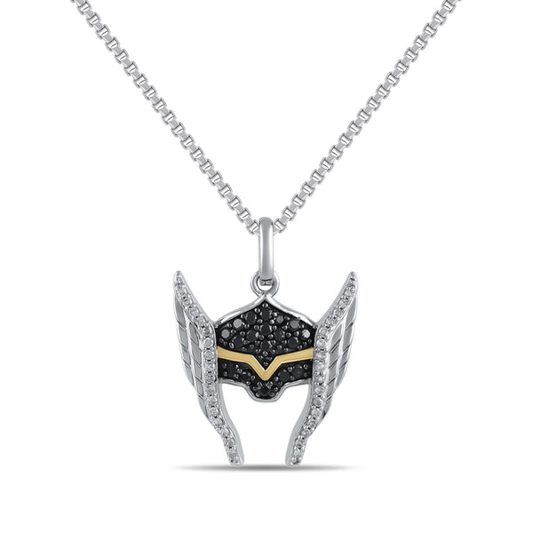 Marvel Fine Jewelry 1/4 CTW Natural Diamond 18-inch Thor Pendant in Sterling Silver