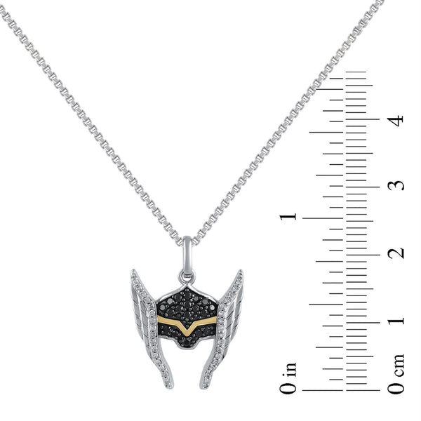 Marvel Fine Jewelry 1/4 CTW Natural Diamond 18-inch Thor Pendant in Sterling Silver