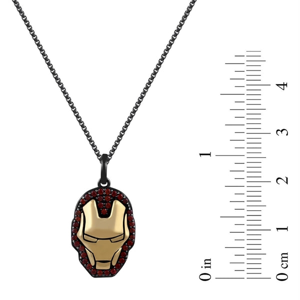 Marvel™ Fine Jewelry 18-inch Iron Man Pendant with Garnet in Sterling Silver